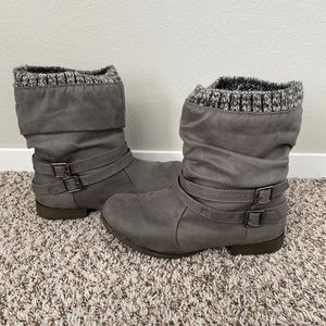 Grey JustFab Sweater Sock Style Boots